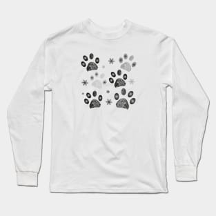 Paw prints with snowflakes Long Sleeve T-Shirt